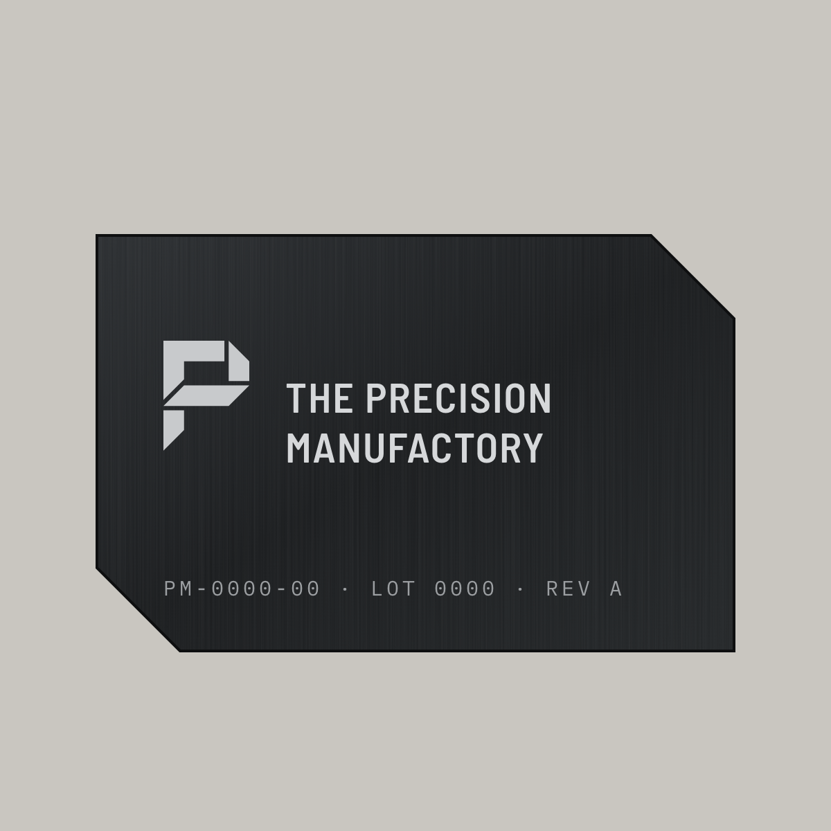 An anodised part laser-marked with the Assembly mark