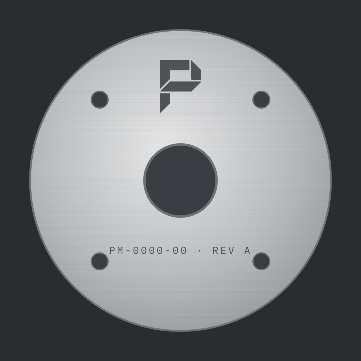 An engraved flange carrying the Assembly mark and a part number